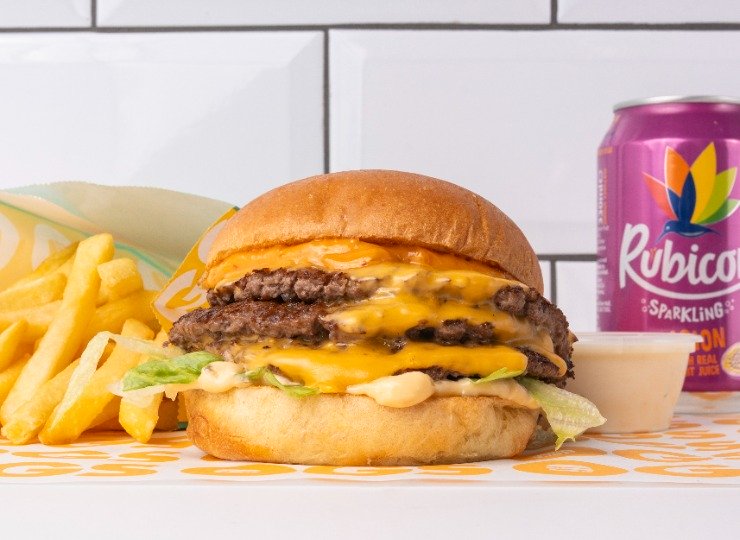 Smash patty burger with melting cheese