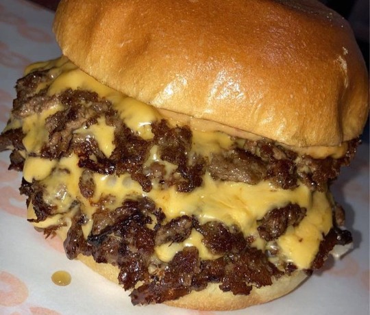 Delicious smash patty burger and fries